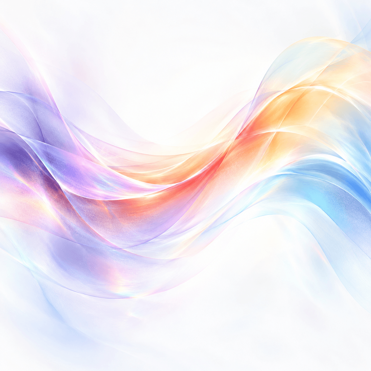 Flowing waves of coral, lavender and blue light